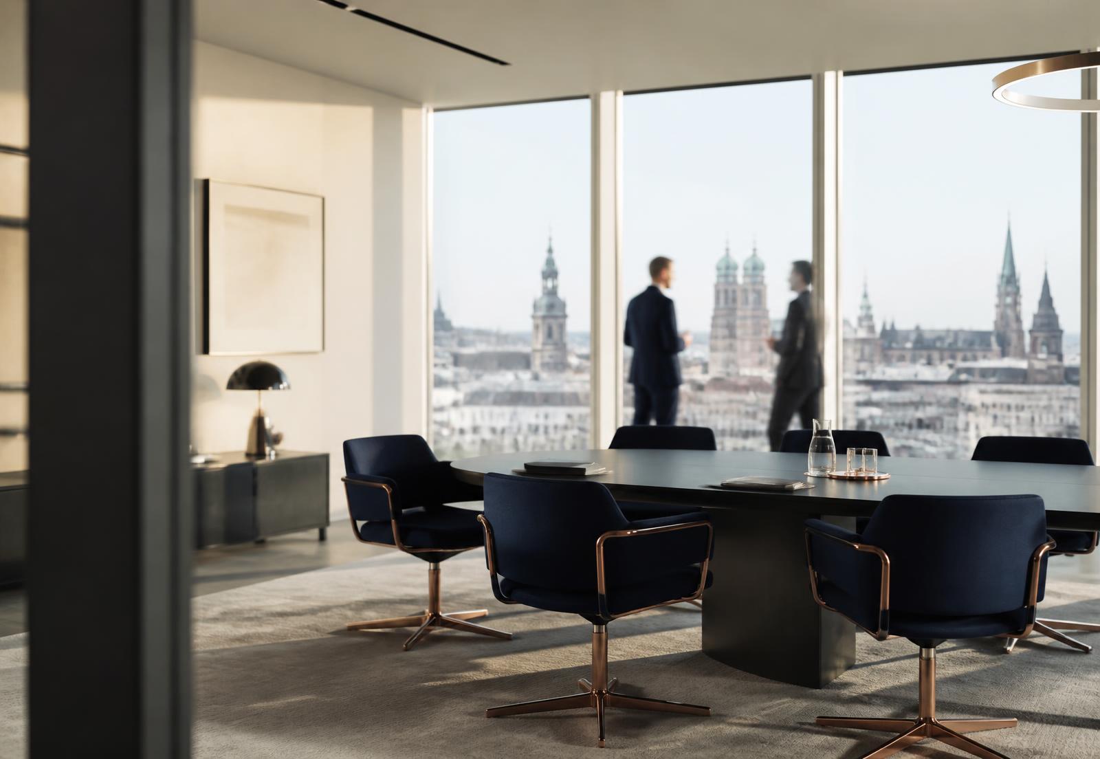 Modern kantoor met uitzicht over de stad